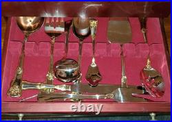 Royal Albert Old Country Roses (Gold) Complete 70 PC Set with case Stainless