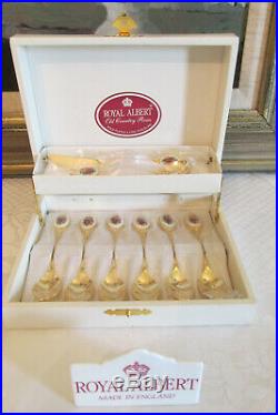 Royal Albert Old Country Roses Gold Plate 6 Tea Spoons, Butter Knife & Jam Spoon