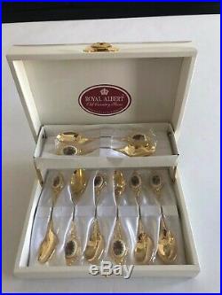 Royal Albert Old Country Roses Gold Plated 8 Pieces Spoon Set