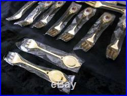 Royal Albert Old Country Roses Gold Plated CAKE FORKS, Set of 12, with Box