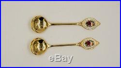 Royal Albert Old Country Roses Gold Plated Forks Spoons SET In Box 5 long appe