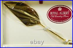 Royal Albert Old Country Roses Gold Plated & Porcelain Cake Forks & Server MIB