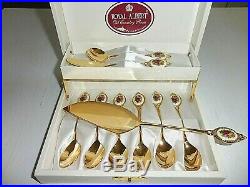 Royal Albert Old Country Roses Gold Plated Porcelain Spoon & Server Set