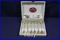 Royal Albert Old Country Roses Gold Plated & Porcelain Spoon Set 8 pcs New
