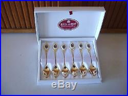 Royal Albert Old Country Roses Gold Plated & Porcelain Spoon Set of 6 Gift Box