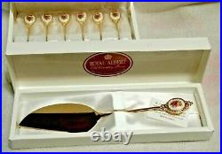 Royal Albert Old Country Roses Gold Plated, Porcelain Tea Spoon Set, Cake Server