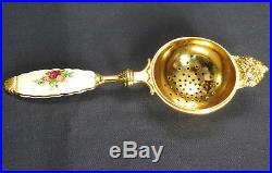 Royal Albert Old Country Roses, Gold Plated Tea Strainer, Rare