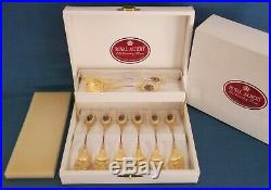 Royal Albert Old Country Roses Gold Plated Teaspoons & Server Set Mint Unused