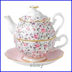 Royal Albert Old Country Roses Gold Trim Tea for One Stack Teapot and Cup Set