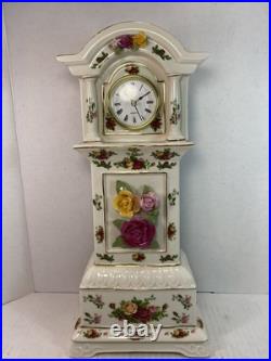 Royal Albert Old Country Roses Grandfather Clock 15 1/2 TESTED & WORKS Royal Albert Old Country Roses Grandfather Clock 15 1/2 TESTED & WORKS