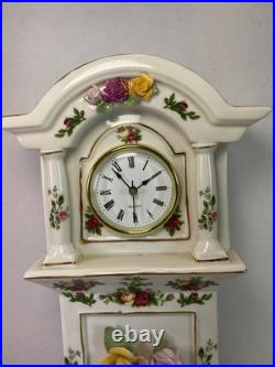 Royal Albert Old Country Roses Grandfather Clock 15 1/2 TESTED & WORKS Royal Albert Old Country Roses Grandfather Clock 15 1/2 TESTED & WORKS