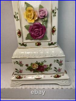Royal Albert Old Country Roses Grandfather Clock 15 1/2 TESTED & WORKS Royal Albert Old Country Roses Grandfather Clock 15 1/2 TESTED & WORKS