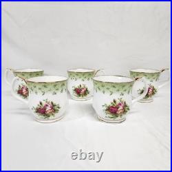 Royal Albert Old Country Roses Green Border Montrose Footed Coffee Cups 5