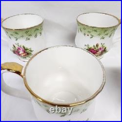 Royal Albert Old Country Roses Green Border Montrose Footed Coffee Cups 5