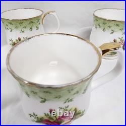 Royal Albert Old Country Roses Green Border Montrose Footed Coffee Cups 5