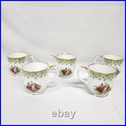 Royal Albert Old Country Roses Green Border Montrose Footed Coffee Cups 5