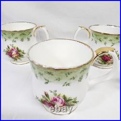 Royal Albert Old Country Roses Green Border Montrose Footed Coffee Cups 5