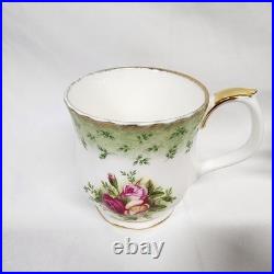 Royal Albert Old Country Roses Green Border Montrose Footed Coffee Cups 5