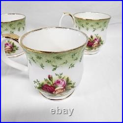 Royal Albert Old Country Roses Green Border Montrose Footed Coffee Cups 5