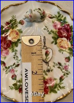 Royal Albert Old Country Roses Heart Pearl Broken China Jewelry Earrings Set