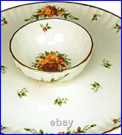 Royal Albert Old Country Roses Holiday 12-1/2-Inch Chip and Dip Server NEW BOX