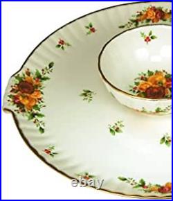Royal Albert Old Country Roses Holiday 12-1/2-Inch Chip and Dip Server NEW BOX