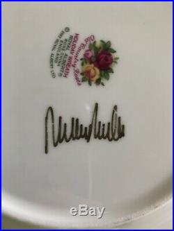 Royal Albert Old Country Roses Holiday Wreath Salad Plate Signed Set Of 12