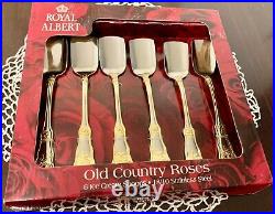 Royal Albert Old Country Roses Ice Cream Spoon Set Vintage Flatware New In Box