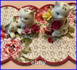 Royal Albert Old Country Roses Kitty Cat Kitten Posy Salt Pepper Shaker Set Tray