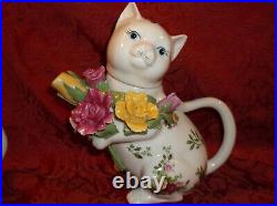 Royal Albert Old Country Roses Kitty Cat Tea Set teapot (3pcs) dated 1962