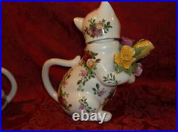 Royal Albert Old Country Roses Kitty Cat Tea Set teapot (3pcs) dated 1962