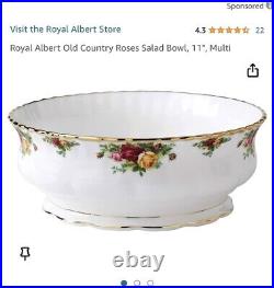 Royal Albert Old Country Roses Large 10.5 Salad Serving Bowl Bone China England