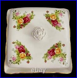 Royal Albert Old Country Roses Large 24cm Square Covered Dish, Mint Condition