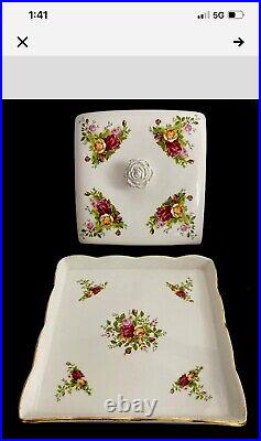 Royal Albert Old Country Roses Large 24cm Square Covered Dish, Mint Condition