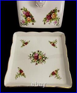 Royal Albert Old Country Roses Large 24cm Square Covered Dish, Mint Condition