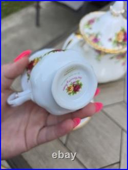 Royal Albert Old Country Roses Large 6 Cup Teapot Cups Saucers Made In England