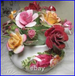 Royal Albert Old Country Roses Large Centerpiece Basket Flowers EUC Royal Albert Old Country Roses Large Centerpiece Basket Flowers EUC