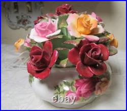 Royal Albert Old Country Roses Large Centerpiece Basket Flowers EUC Royal Albert Old Country Roses Large Centerpiece Basket Flowers EUC