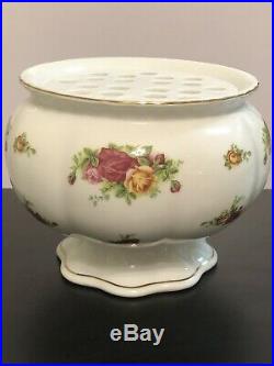 Royal Albert Old Country Roses Large Pedestal Flower Bowl Vase With Stem Holder