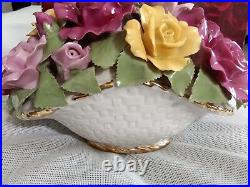 Royal Albert Old Country Roses Large Porcelain Centerpiece Basket/ Flowers Read