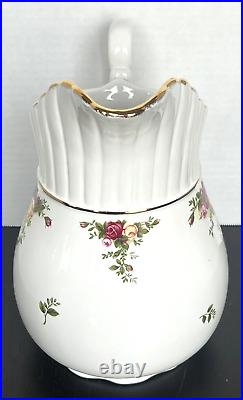 Royal Albert Old Country Roses Large Ribbed Ribbon Pitcher Gold Bow 10.5