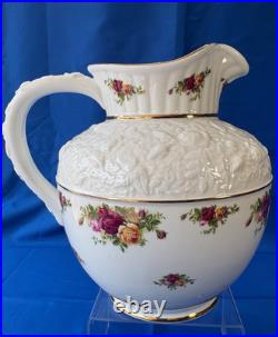 Royal Albert Old Country Roses Large Sculpted Pitcher Holds 5 Quarts Gold Trim