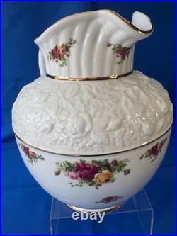 Royal Albert Old Country Roses Large Sculpted Pitcher Holds 5 Quarts Gold Trim