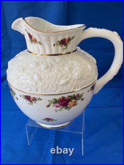 Royal Albert Old Country Roses Large Sculpted Pitcher Holds 5 Quarts Gold Trim
