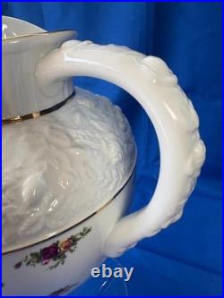Royal Albert Old Country Roses Large Sculpted Pitcher Holds 5 Quarts Gold Trim