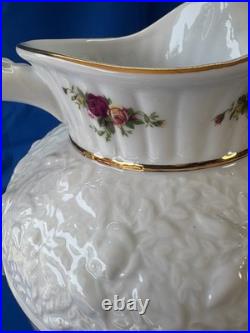 Royal Albert Old Country Roses Large Sculpted Pitcher Holds 5 Quarts Gold Trim