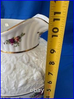 Royal Albert Old Country Roses Large Sculpted Pitcher Holds 5 Quarts Gold Trim
