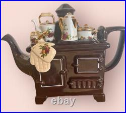 Royal Albert Old Country Roses Large Stove Teapot Collectible Cardew Earthenware