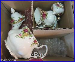 Royal Albert Old Country Roses Large Tea Pot Sugar Bowl Creamer England In Box