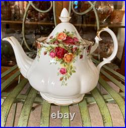 Royal Albert Old Country Roses Large Teapot 22k Gold Bone China 42 Oz 8 New
